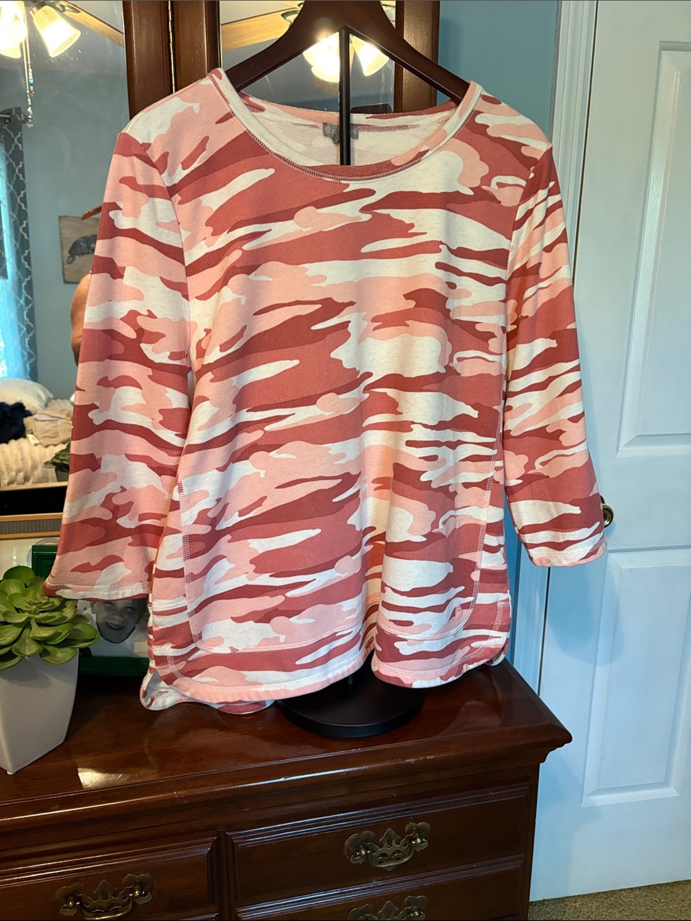 Talbot’s Women’s Pink Camouflage Print Pullover Top